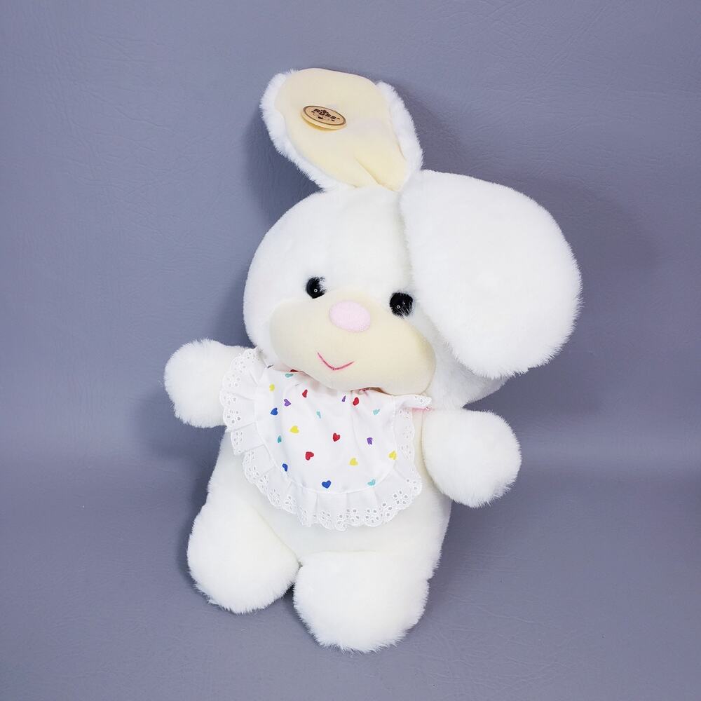 Gumdrop the White Bunny Rabbit w/ Polka Dot Bib Russ Plush Stuffed Animal Plush